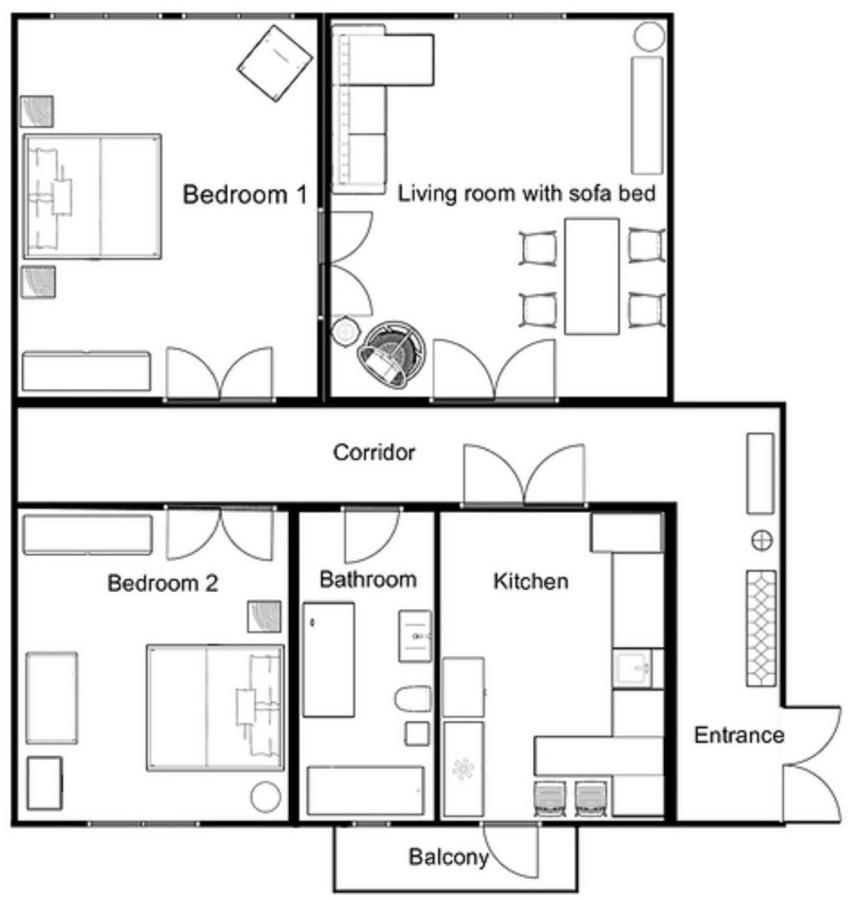 Apartment Designer 110m2 With King Size Beds&equipped Kitchen *